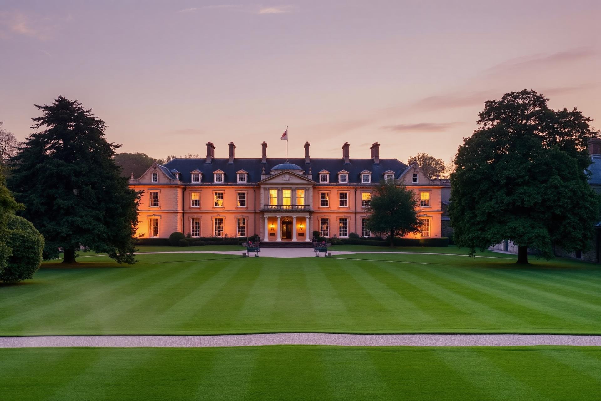 Private English country estate in Somerset at golden hour